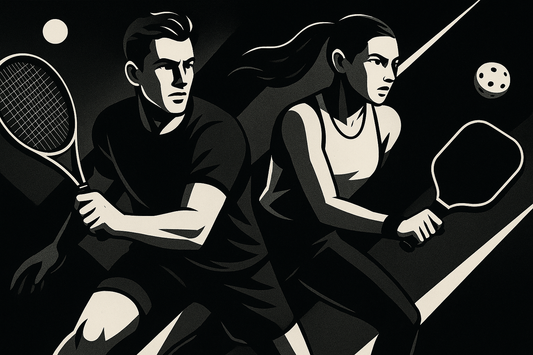 Monochromatic image of 2 hybrid athletes playing sports